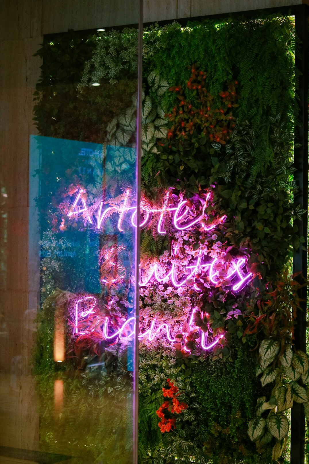 Bright modern studio reception area with a neon on-air sign and comfortable seating